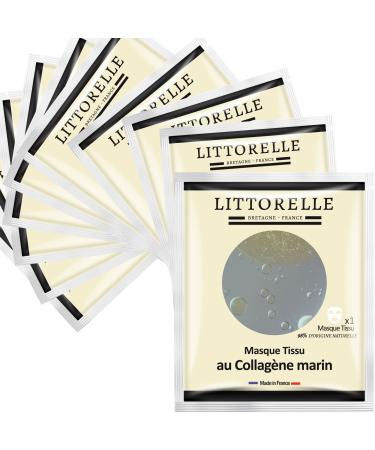 Littorelle Face Mask No.6 Collagen Moisturising Serum and Vitamin E - Made in France - Anti-Ageing and Moisturising - Anti-Wrinkle Care - Fabric Mask All Skin Types - Pack of 10 Units