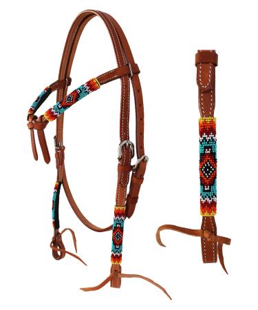 CHALLENGER Horse Show Bridle Western Leather Tack Futurity Knot Beaded Browband Headstall 79113HB