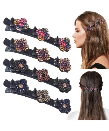 Sparkling Crystal Stone Satin Hair Bands and Braided Clips Set for Women and Girls - 8PCS - Buy Online on GoSupps.com