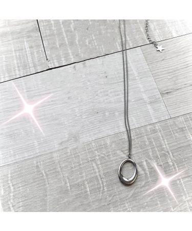 OralGos Fashion Oval Pendant Necklace - Cute Cool Simple Choker Statement Jewelry in Stainless Steel - Shop Internationally - Buy Online on GoSupps.com