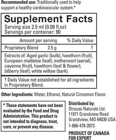 Strauss Naturals Heartdrops Herbal Heart Supplement 7.6 fl oz - European Mistletoe, Aged Garlic, Cinnamon Flavor - Buy Online on GoSupps.com