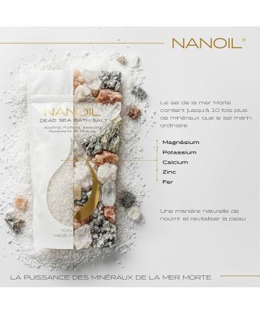 Sel de bain de la Mer Morte Nanoil 500g - 100% pur et naturel sel pour le bain gommages bain de pieds sel de bain relaxant - Buy Online on GoSupps.com