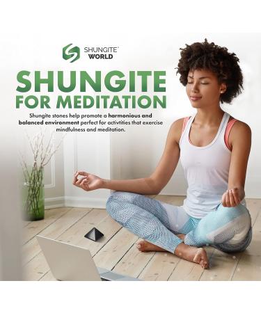 Authentic 50mm Shungite Pyramid - Polished Chakra Energy Healing Crystal for Meditation Reiki & Home Office Protection - Buy Online on GoSupps.com