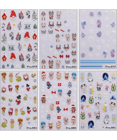 JMEOWIO 6 Sheets Christmas Nail Art Stickers Decals Self-Adhesive Cute Deer Snowflake Winter Holiday Nail Supplies Nail Art Design Decoration Accessories - Buy Online on GoSupps.com