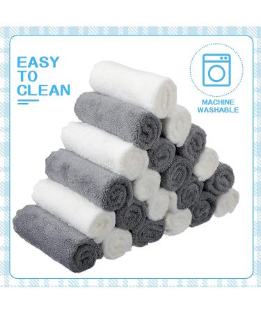 50 Pcs 12x12 Inch Microfiber Hand Towels - Quick Drying Coral Velvet Washcloths for Bath, Spa, Hotel - Gray White - Buy Online on GoSupps.com