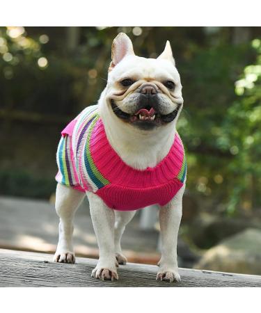 SKXEO Pink Striped Pet Dog Sweater False Pockets Puppy Cat Autumn Winter Clothes Warm Jumper Coat Knitwear Jumpers Clothes for Small Medium Large Dogs XXL XX-Large Pink Striped - Buy Online on GoSupps.com