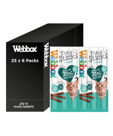 Webbox Tasty Sticks Cat Treats Duck - Kitten Friendly Wheat and Grain Free No Artificial Colours (25 x 6 Packs) - Buy Online on GoSupps.com