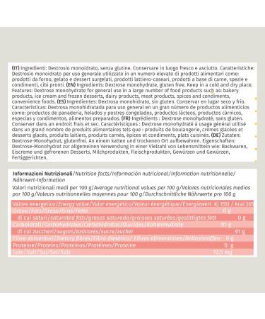 Dolcincasa Com Dextrose Monohydrate - 1kg Crystalline Glucose for Meat Ice Cream & Dietary Supplements | Gluten-Free Frost Protection Agent - Buy Online on GoSupps.com