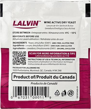 Lalvin EC-1118 Saccharomyces Bayanus - 10 Packs | High-Quality Yeast for Brewing & Winemaking - Buy Online on GoSupps.com