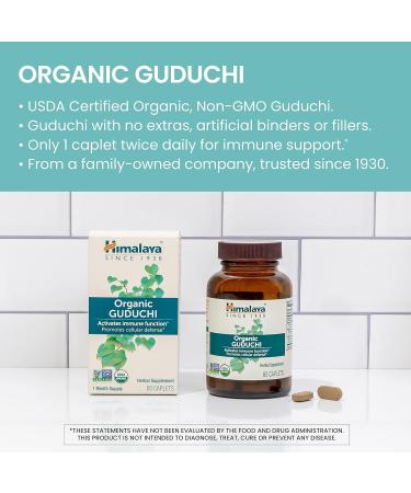 Himalaya Organic Guduchi - Herbal Active Immune Support Supplement with Antioxidant Support for Cellular Defense - 60 Caplets - Buy Online on GoSupps.com