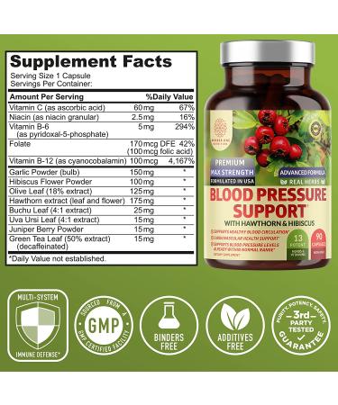 2-Pack N1N Premium Blood Pressure Support with Hawthorn & Hibiscus | Cardiovascular Supplement 180 Caps - Buy Online on GoSupps.com
