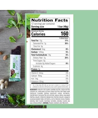 No Sugar Company Keto Bar Snack - Chocolate Mint - Pack of 12 - 1.41 Oz. - Buy Online on GoSupps.com