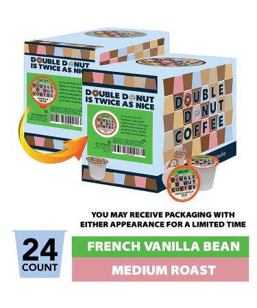 Double Donut Decaf French Vanilla Coffee Pods - 24 Count Medium Roast Single Serve Flavored Pods for Keurig - Decaf Vanilla K Cup Brewers - Pack of 1 - Buy Online on GoSupps.com