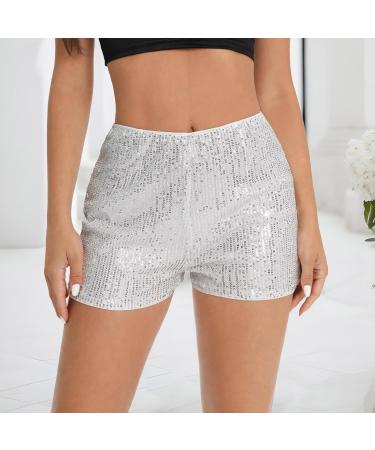 Duohropke Women's Metallic Hot Pants - High Waist Sequin Glitter Shorts for Dance Disco Carnival - Buy Online on GoSupps.com