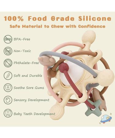 DDMY Manhattan Rattle Teething Toy | Silicone Sensory Pacifier for Infants 0-12 Months | Chew Toy for Sucking Needs | Navajo White - Buy Online on GoSupps.com