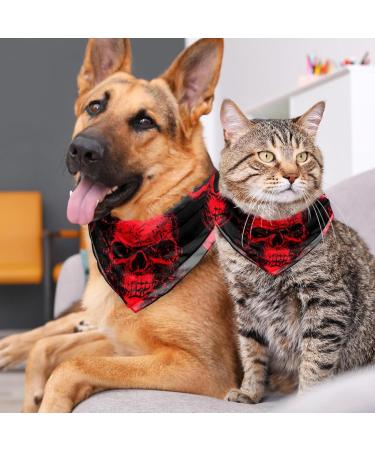 Dog Hooks with Red Skull Pattern | Triangular Cloth Bibs for Small Medium & Large Pets | 2-Piece Multi-Colored Set - Buy Online on GoSupps.com