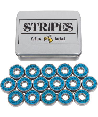 Yellow Jacket Premium Inline Skate Bearings, Roller Skate Bearings, 608, ABEC (Pack of 16) Bomber Blue Stripes - Abec 9