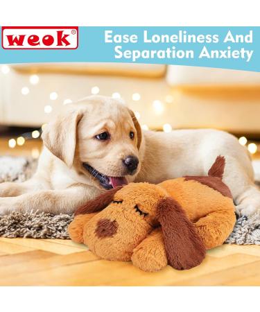 WEOK Puppy Heartbeat Toy - Anxiety Relief Plush for Dogs & Cats - Calming Behavioral Aid - Brown - Buy Online on GoSupps.com