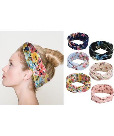 Willingood Women's Floral Headband | Multi-Colored Turban Hair Wrap | 6-Pack Hair Accessories - 8.5cm Width - Buy Online on GoSupps.com