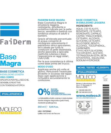  MOLECO LABORATOIRES Srls FaiDerm Lean or Rich Base moisturizing and softening cream various sizes (Lean Base 250 ml) - Buy Online on GoSupps.com