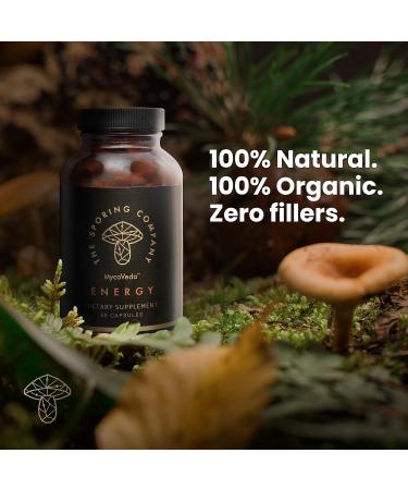 Energy Mushroom Supplement - Cordyceps Ashwagandha & Guarana | 3X More Mushrooms for Energy & Stamina | 60 Capsules - Buy Online on GoSupps.com