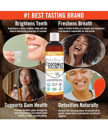Coconut Oil Pulling Mouthwash - 100% Pure Non-GMO Ayurvedic Teeth & Gum Care with Refreshing Lemon Orange & Grapefruit Essential Oils - Buy Online on GoSupps.com
