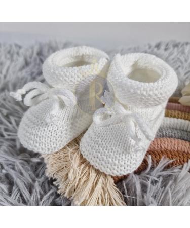 Royal Icon Baby Booties 0-3 Months | Knitted Bow Baby Boots for Newborn Boys and Girls | Warm & Safe Baby Slippers | White Blue Ri359 - Buy Online on GoSupps.com