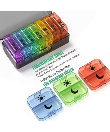 Dohimgio XL 7-Day Pill Box - 2 Evening Compartments 14 Total - Black Medication Organizer for Easy Tablet Dosing & Dispenser - Buy Online on GoSupps.com