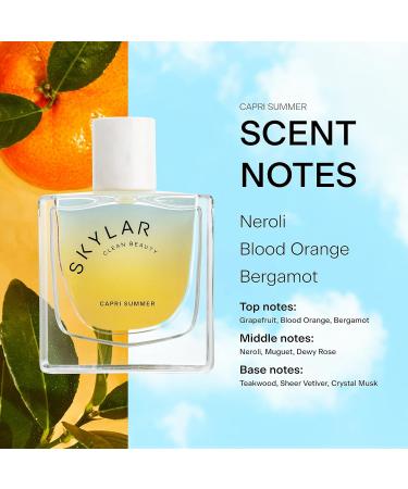 Skylar Capri Summer Eau de Parfum - Hypoallergenic & Clean Perfume for Women & Men Vegan & Safe for Sensitive Skin - Fruity Citrus Perfume Bergamot Neroli & Blood Orange - 50mL /1.7 Fl oz - Buy Online on GoSupps.com