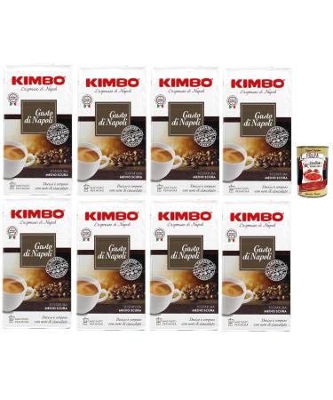 Kimbo Gusto Di Napoli caffe' italiano Caff Macinato Italian Caf moulu convient pour cafeti re Moka Lot de 8x 250 gr + Italian Gourmet polpa 400g