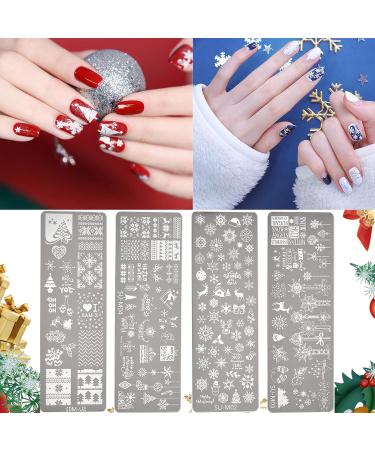 Niceneeded 9Pcs Christmas Nail Art Stamping Kit - 6 Nail Plates 1 Stamp 1 Scraper & Storage Bag | Festive Nail Stamps & Image Templates for Holiday Manicure - Buy Online on GoSupps.com