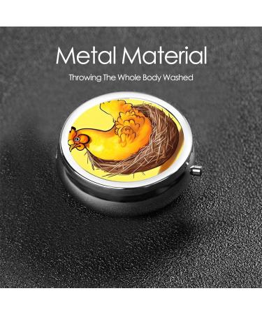 Buy Bird s Nest Golden Chicken Round Pill Box - 3 Compartment Portable Travel Organizer for Vitamins & Medications - Buy Online on GoSupps.com
