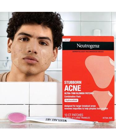 Stubborn Acne Pimple Patches - Invisible Hydrocolloid Face Patch for Redness Reduction | 10ct with Nose Cleaning Brush - Day & Night Solution - Buy Online on GoSupps.com
