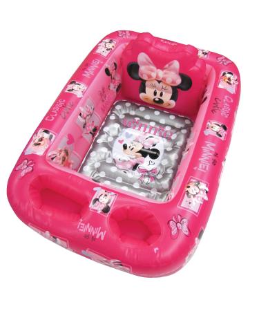 Disney Minnie Mouse Air-Filled Cushion Bath Tub - Free-Standing, Blow up, Portable, Inflatable, Safe Bathing, Baby Bathtub, Toddler Bathtub Pink