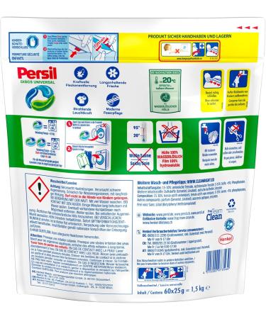 Persil Universal 4in1 Discs - 60 Wash Pods Deep Clean Technology & 92% Biodegradable - Stubborn Stain Remover - Buy Online on GoSupps.com