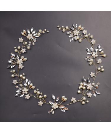 Kercisbeauty Bride Hair Accessories Crystal Hair Vine Long Headband Evening Party Prom Women Hair Piece (Gold) - Buy Online on GoSupps.com