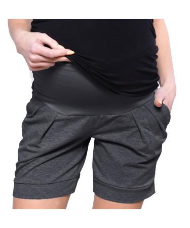 Mija - Maternity Shorts Pants Trousers with Over Bump Panel 1047 20 Graphite