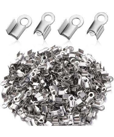 304 Stainless Steel Fold Over Cord Ends Cord Crimp End Tips Fold-Over End Caps Leather Ribbon Ending Clasp Tips Jewelry Connector for Jewelry Making  3 x 8 mm (100 Pieces) - Buy Online on GoSupps.com