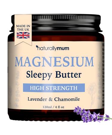 Magnesium Butter NATURAL & VEGAN - Topical Magnesium Chloride Cream Butter Support for Sleep Bone Heart & Muscle Health - Lavender & Chamomile High Strength Balm - Made in UK & Safe for Kids