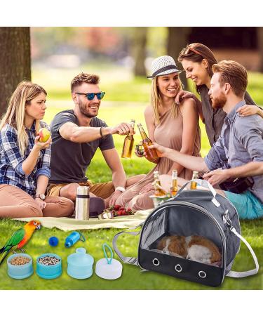 Bird Carrier Travel Cage Parrot - Lightweight Pet Travel Bag with Feeder Cups and Standing Perch | Outgoing Bag for Small Animals - Black - Buy Online on GoSupps.com