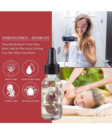 Organic Rose Multi-Use Oil for Face, Hair, Body, Nails Care - 1 Fl Oz - Buy Online on GoSupps.com