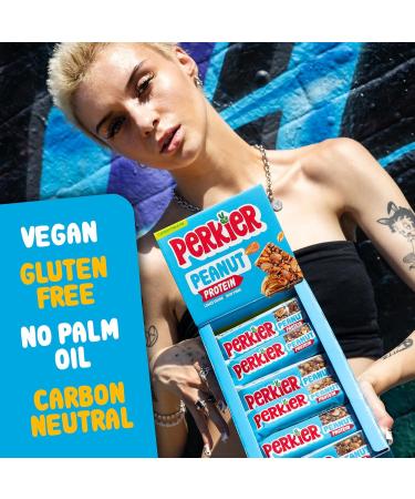 Perkier Crunchy Peanut Snack Bars (18 Pack) - Vegan, Gluten Free, High Protein & Fibre, Low Sugar, Natural Ingredients - Healthy, Lower Calorie Bars with No Palm Oil - 18 Count Pack - Buy Online on GoSupps.com