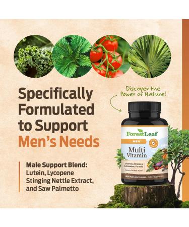 ForestLeaf Daily Vitamin Multivitamin for Men Multi-Vitamin for Men - Mens Multivitamins & Multiminerals Supplement | All Essential Vitamins Needed for Health Longevity & Energy | 60 Veg Caps Men 60 Count (Pack of 1) - Buy Online on GoSupps.com