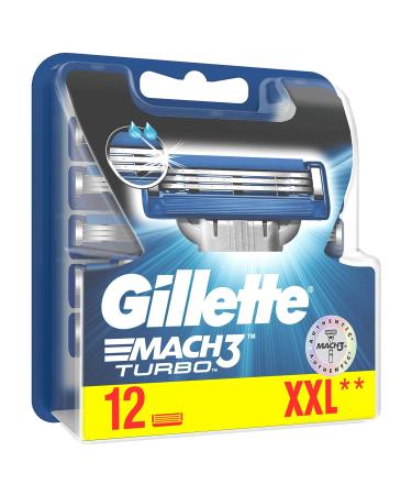 Gillette Mach3 Turbo Replacement Blades - 12 Pack for Men's Razors | Blades Harder Than Steel | Buy Internationally - Buy Online on GoSupps.com