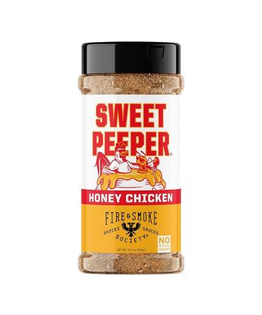 Fire & Smoke Society Sweet Peeper BBQ Rub | BBQ Seasoning for Smoking and Grilling Meat | Poultry, Chicken, Turkey, Dry BBQ Rubs and Spices | Honey, Brown Sugar, Paprika & Herbs | XL 12.5 oz