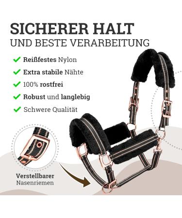 Esposita Halfter Champion Edition - Premium Soft Throw with Synthetic Fur (XFull/XWB Black/Rose Gold) - International Shipping Available - Buy Online on GoSupps.com