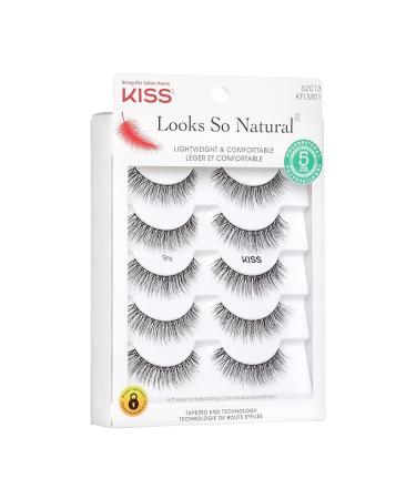 KISS Looks So Natural False Eyelashes Shy' 12 mm Includes 5 Pairs Of Lashes Contact Lens Friendly Easy to Apply Reusable Strip Lashes Glue On - Buy Online on GoSupps.com
