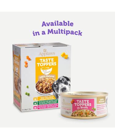 Buy Applaws 100% Natural Wet Dog Food Topper - Chicken & Salmon in Broth (156g 12 Pack) - Premium 1.87kg for Healthy Pets - Buy Online on GoSupps.com
