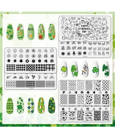 Whaline 6-Piece St. Patrick's Day Nail Stamping Plates Kit - Lucky Shamrock Rainbow Images - Irish Nail Art Templates for DIY Manicure Designs - Buy Online on GoSupps.com