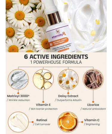 Retinol Night Cream with Vitamin A Matrixyl 3000 Vitamin C & Daisy Extract Anti-Aging Night Treatment for Fine Lines Skin Tone & Wrinkles Non-Irritating by Eternity Medicine 1oz - Buy Online on GoSupps.com